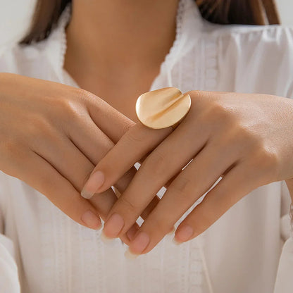 Irregular Chunky Big Geometric Gold Silver Color Rings for Women Men Personality Elastic Rope Connection Finger Rings dermacollagene.com