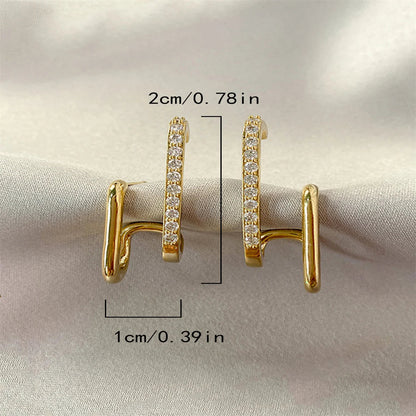 New Design Irregular U-shaped Gold Color Earrings for Women Korean Luxury Crystal Earring Girl Wedding Party Jewelry Accessories dermacollagene.com