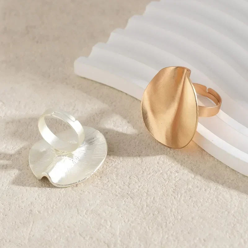 Irregular Chunky Big Geometric Gold Silver Color Rings for Women Men Personality Elastic Rope Connection Finger Rings dermacollagene.com
