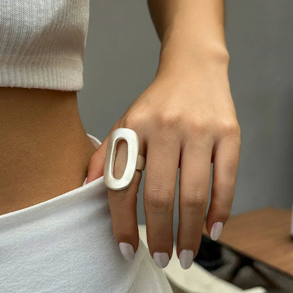 Irregular Chunky Big Geometric Gold Silver Color Rings for Women Men Personality Elastic Rope Connection Finger Rings dermacollagene.com
