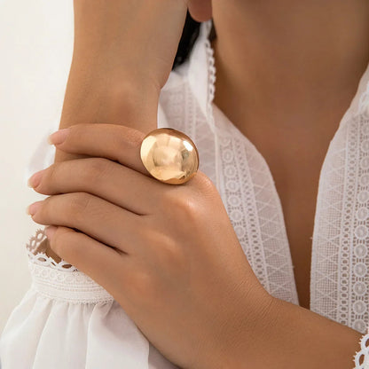 Irregular Chunky Big Geometric Gold Silver Color Rings for Women Men Personality Elastic Rope Connection Finger Rings dermacollagene.com
