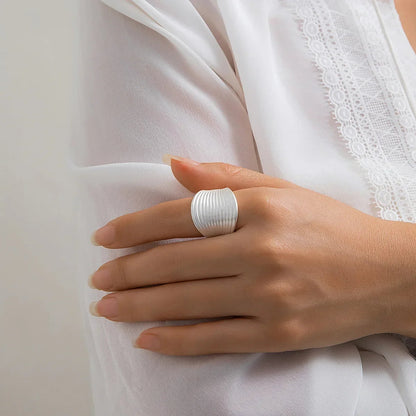 Irregular Chunky Big Geometric Gold Silver Color Rings for Women Men Personality Elastic Rope Connection Finger Rings dermacollagene.com