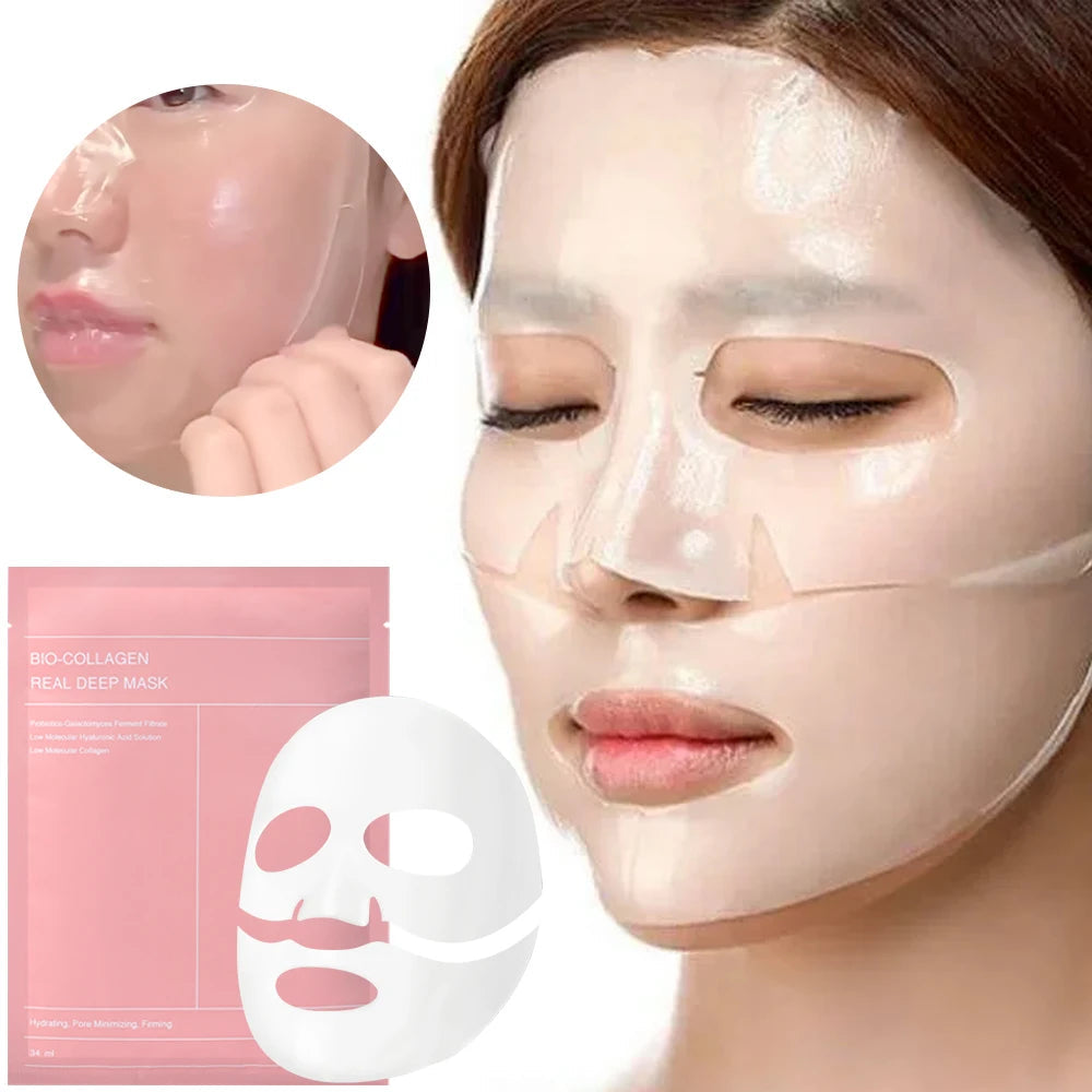 1/2/5/10Pcs Bio Collagen Face Mask Shrink Pores Deep Hydrating Moisturizing Split Mask Firming Nourish Brighten Facial Skin Care dermacollagene.com