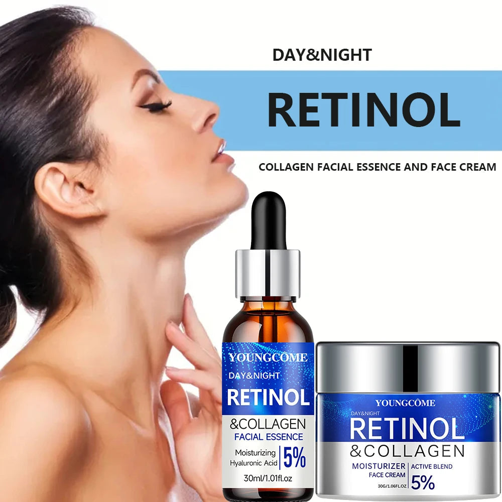 Retinol Cream Serum Combo Set Locks In Moisture Repairs Skin Smoothes Wrinkles Increases Elasticity For Younger Healthier Skin dermacollagene.com