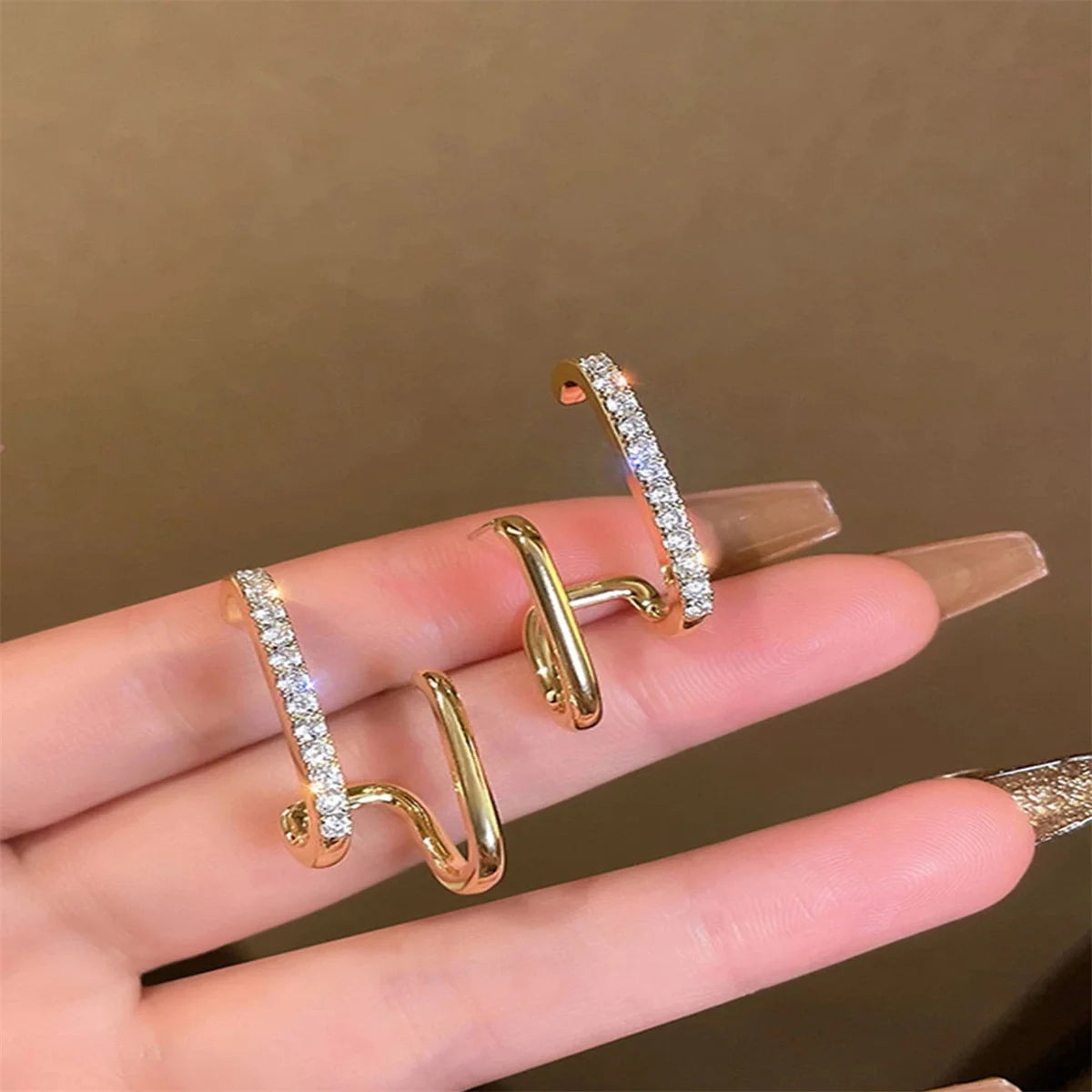 New Design Irregular U-shaped Gold Color Earrings for Women Korean Luxury Crystal Earring Girl Wedding Party Jewelry Accessories dermacollagene.com