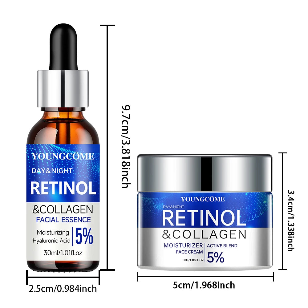 Retinol Cream Serum Combo Set Locks In Moisture Repairs Skin Smoothes Wrinkles Increases Elasticity For Younger Healthier Skin dermacollagene.com