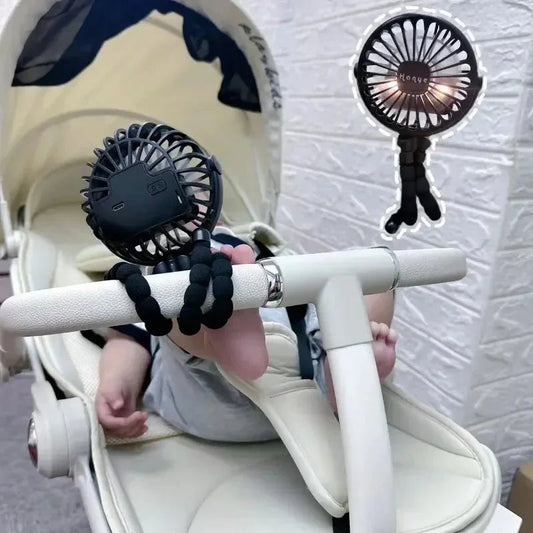 Baby Stroller Fan Hand Held Rechargeable USB Bladeless Small Folding Fans Mini Ventilator Silent Table Outdoor Cooler Neck Fan dermacollagene.com