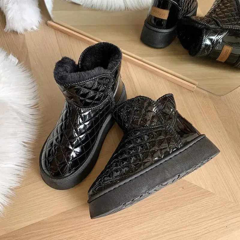 Women's snow boots, winter warm plush boots, women's flat shoes, winter casual shoes, women's ankle boots dermacollagene.com