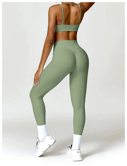 Yoga Set 2PCS Women Gym Long Sleeve Seamless Sportswear Workout Clothes Athletic Wear Legging Fitness Bra Crop Top Sports Suits dermacollagene.com