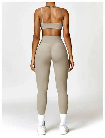 Yoga Set 2PCS Women Gym Long Sleeve Seamless Sportswear Workout Clothes Athletic Wear Legging Fitness Bra Crop Top Sports Suits dermacollagene.com