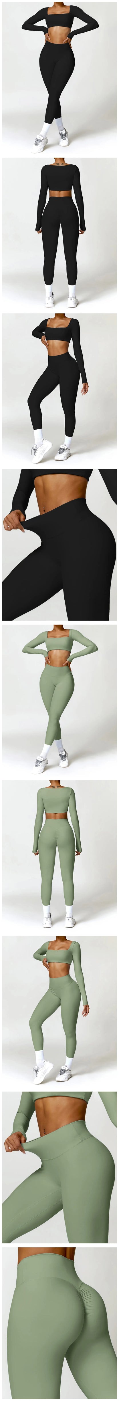 Yoga Set 2PCS Women Gym Long Sleeve Seamless Sportswear Workout Clothes Athletic Wear Legging Fitness Bra Crop Top Sports Suits dermacollagene.com