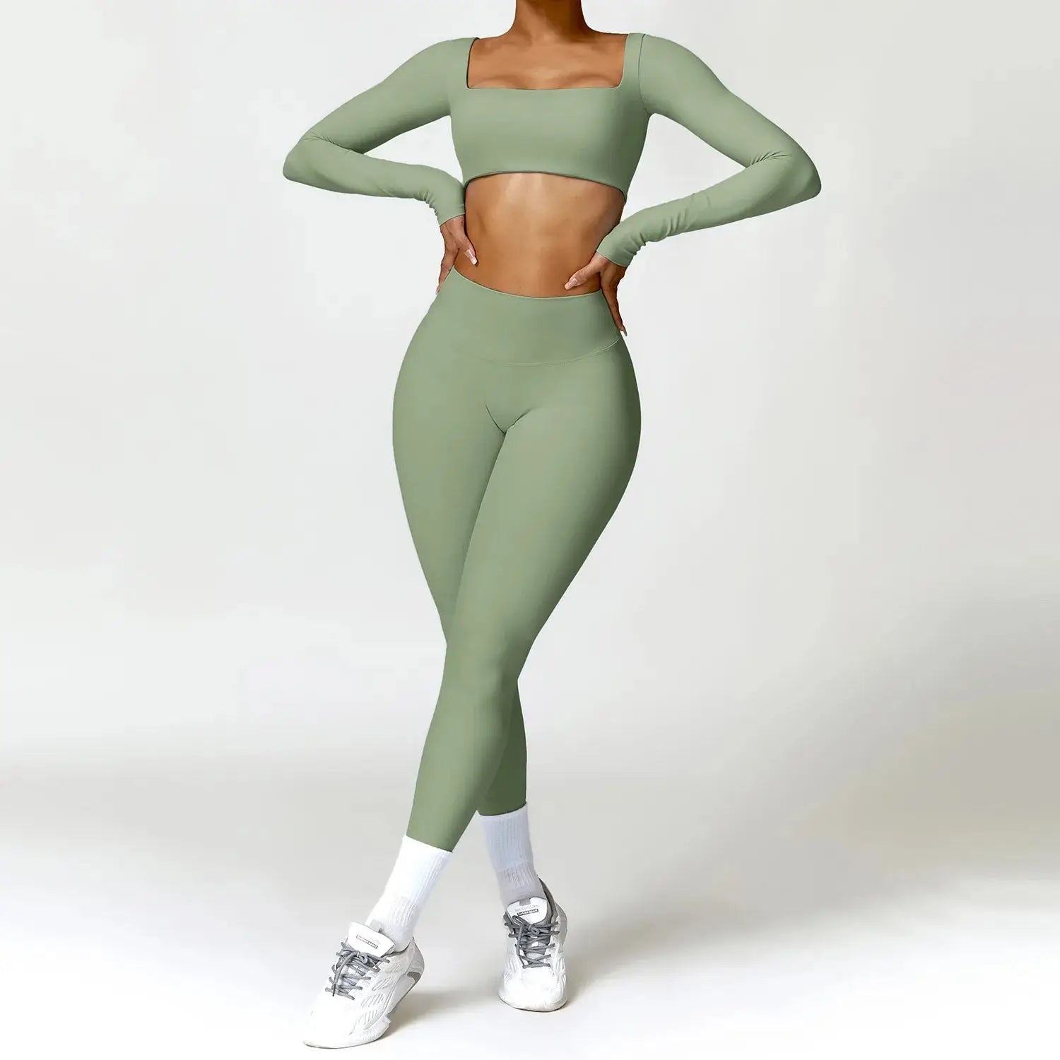 Yoga Set 2PCS Women Gym Long Sleeve Seamless Sportswear Workout Clothes Athletic Wear Legging Fitness Bra Crop Top Sports Suits dermacollagene.com
