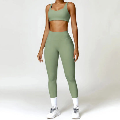 Yoga Set 2PCS Women Gym Long Sleeve Seamless Sportswear Workout Clothes Athletic Wear Legging Fitness Bra Crop Top Sports Suits dermacollagene.com